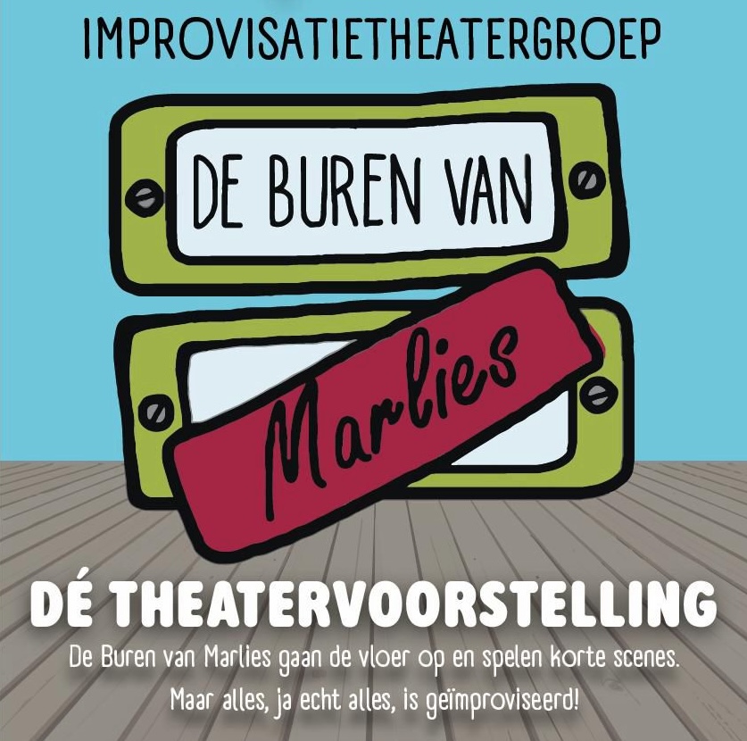 De Buren van Marlies spelen een improvisatietheater voorstelling In de Lugt